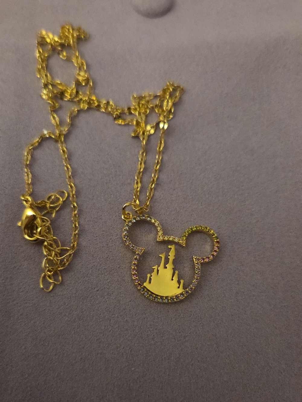Castle and Mickey Icon Necklace | Gold | New